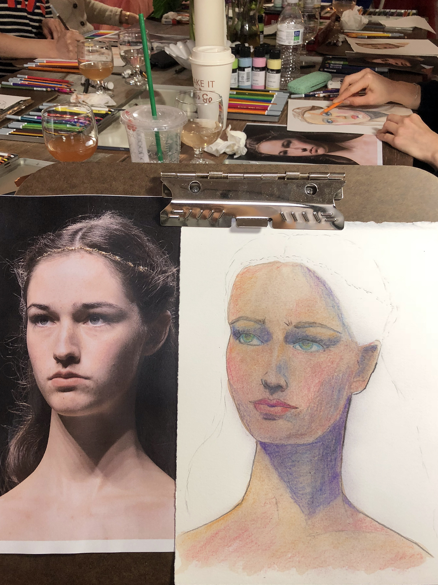 Stage one of my pastel portrait