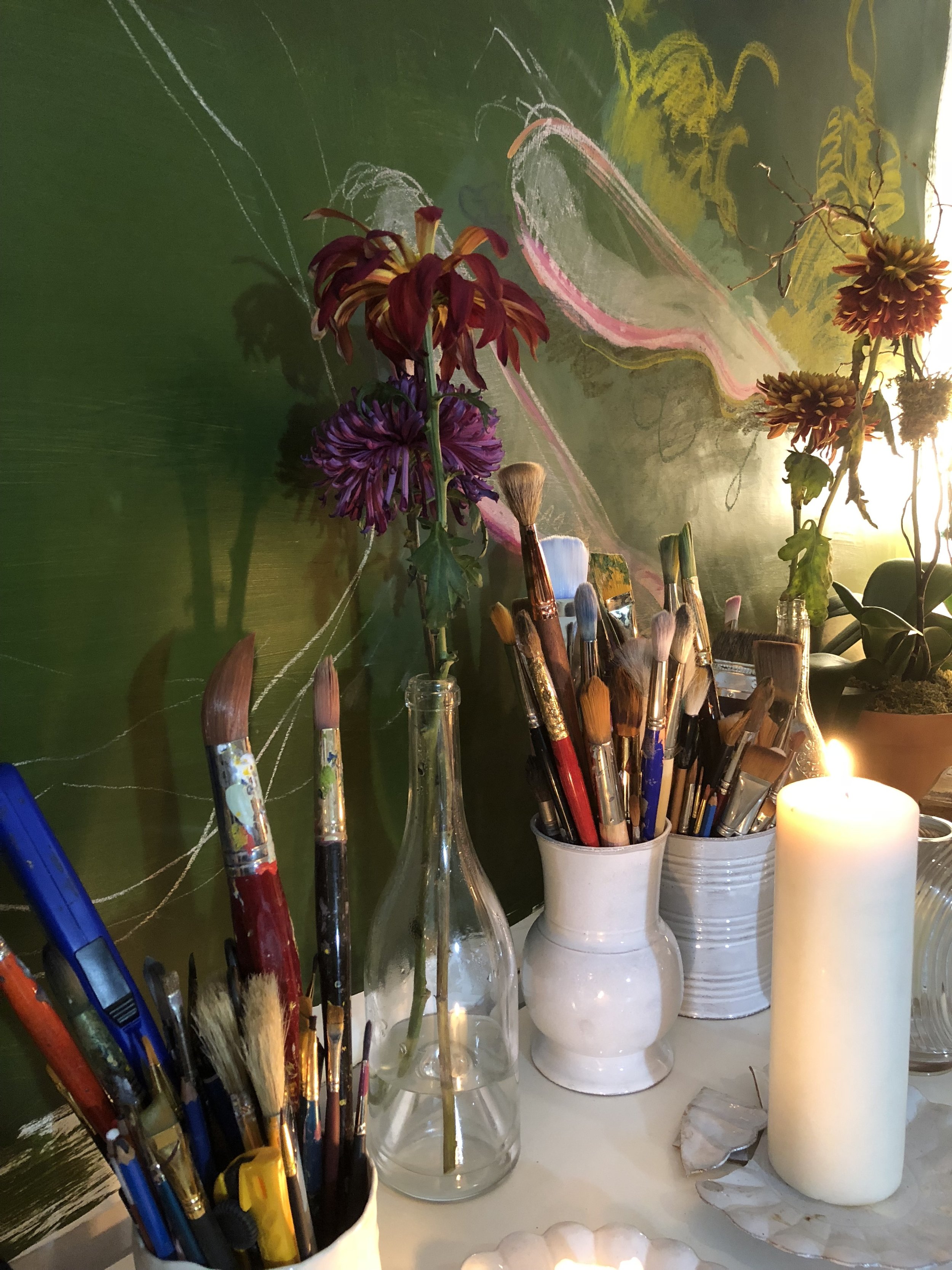   Katie’s  studio is such an inspirational and colorful place to work 