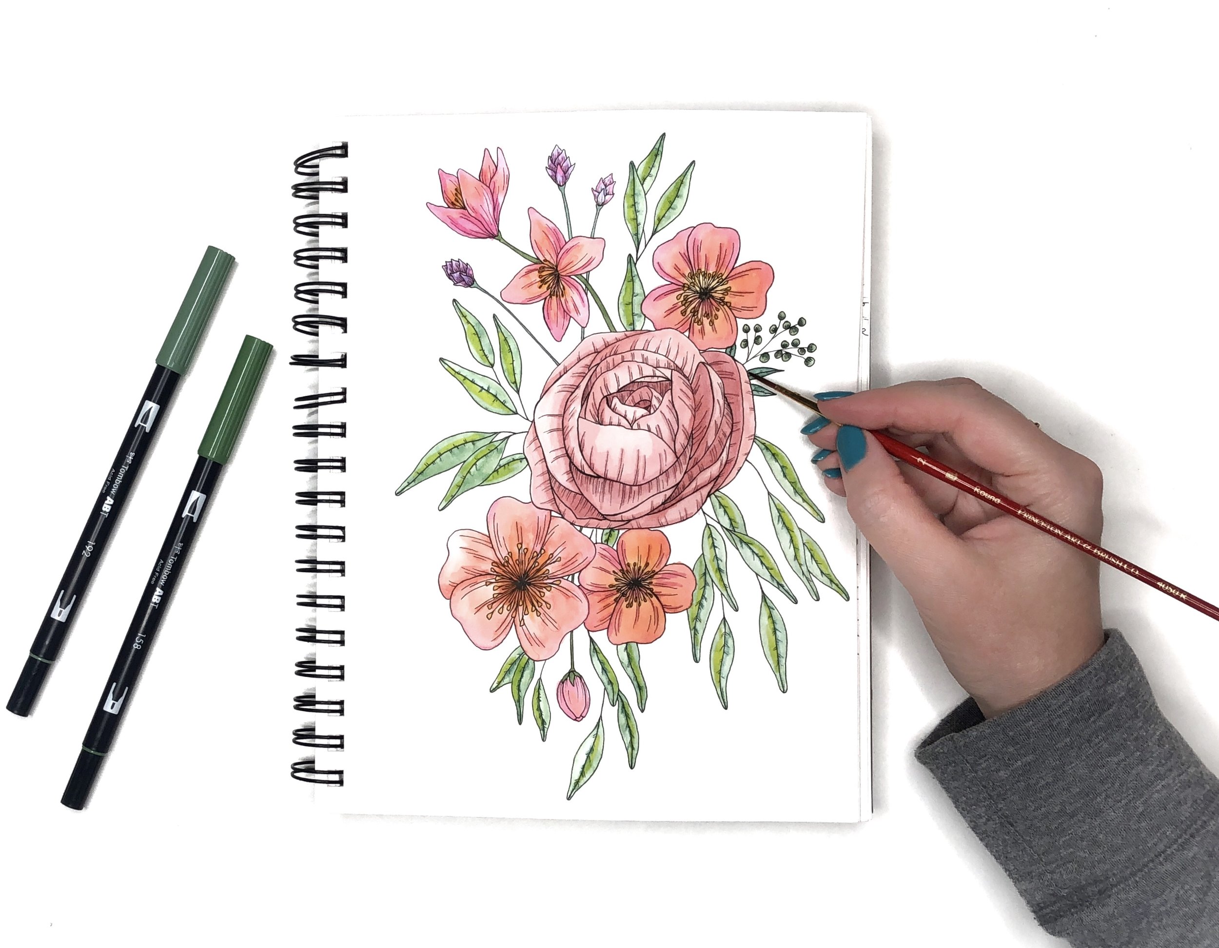 How to Paint Watercolor Flowers Using Markers — Brown Paper Bunny