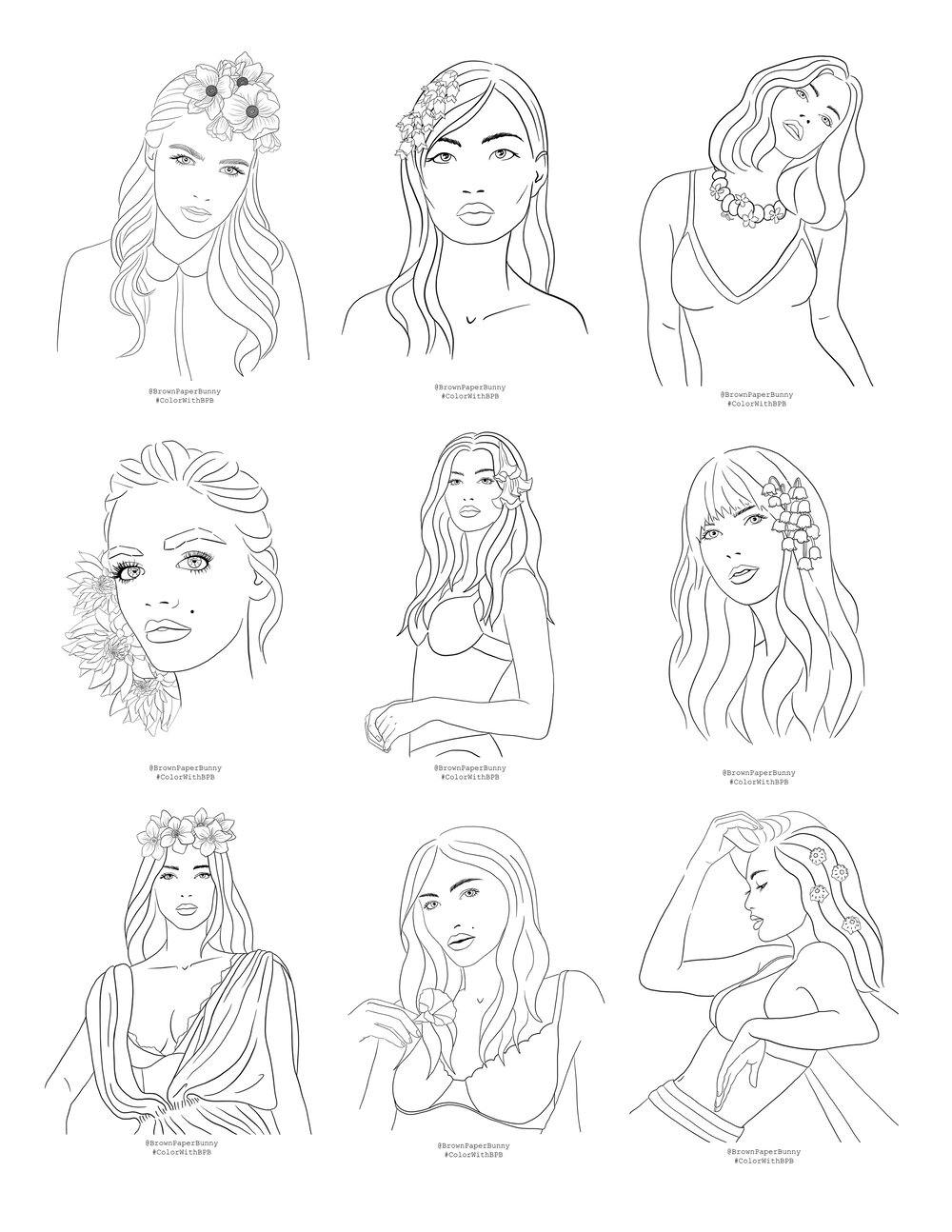 Coloring Book For Teenage Girls: Fashion Faces: Gorgeous Hair