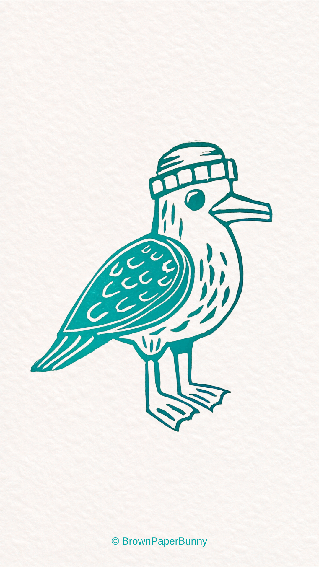 Lino print of Eugene the Seagull Phone Wallpaper