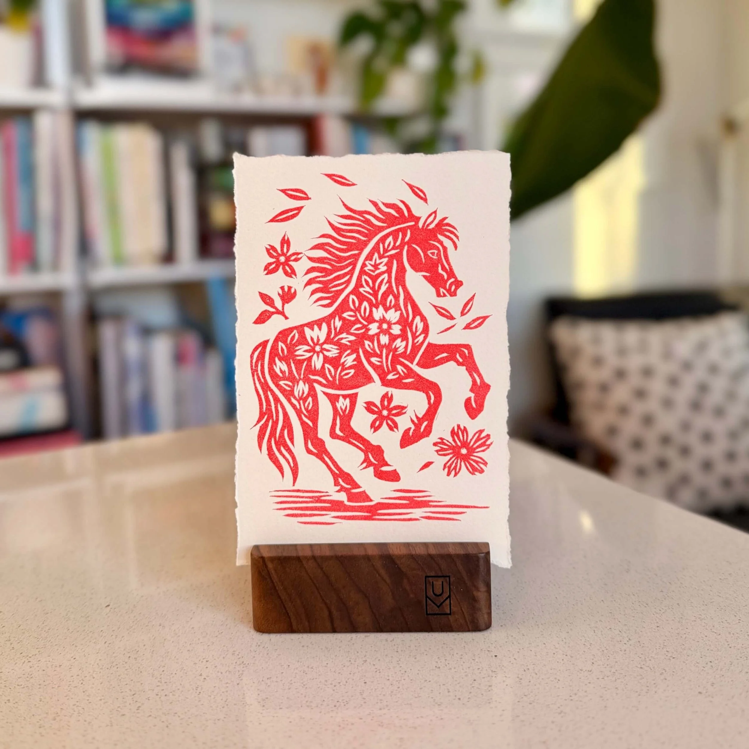 Fire Horse Lino Print Art Limited Edition Printed by Hand