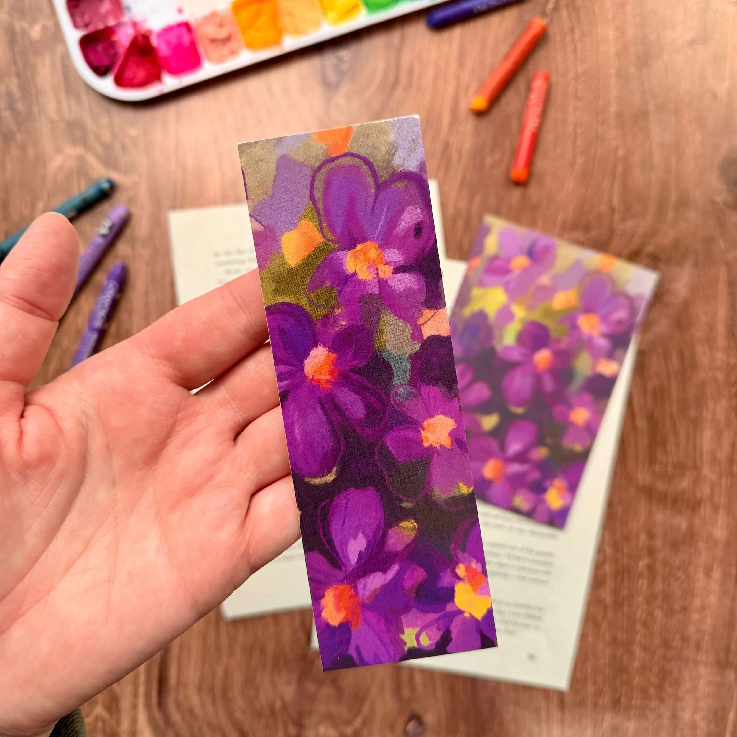 Purple Field of Flowers Bookmark by BrownPaperBunny