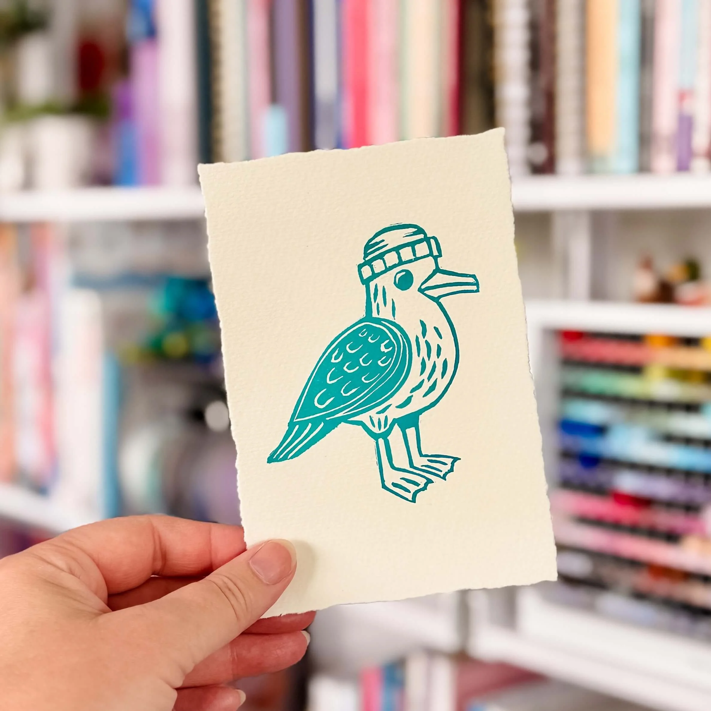 Eugene the seagull 4x6 hand carved art print