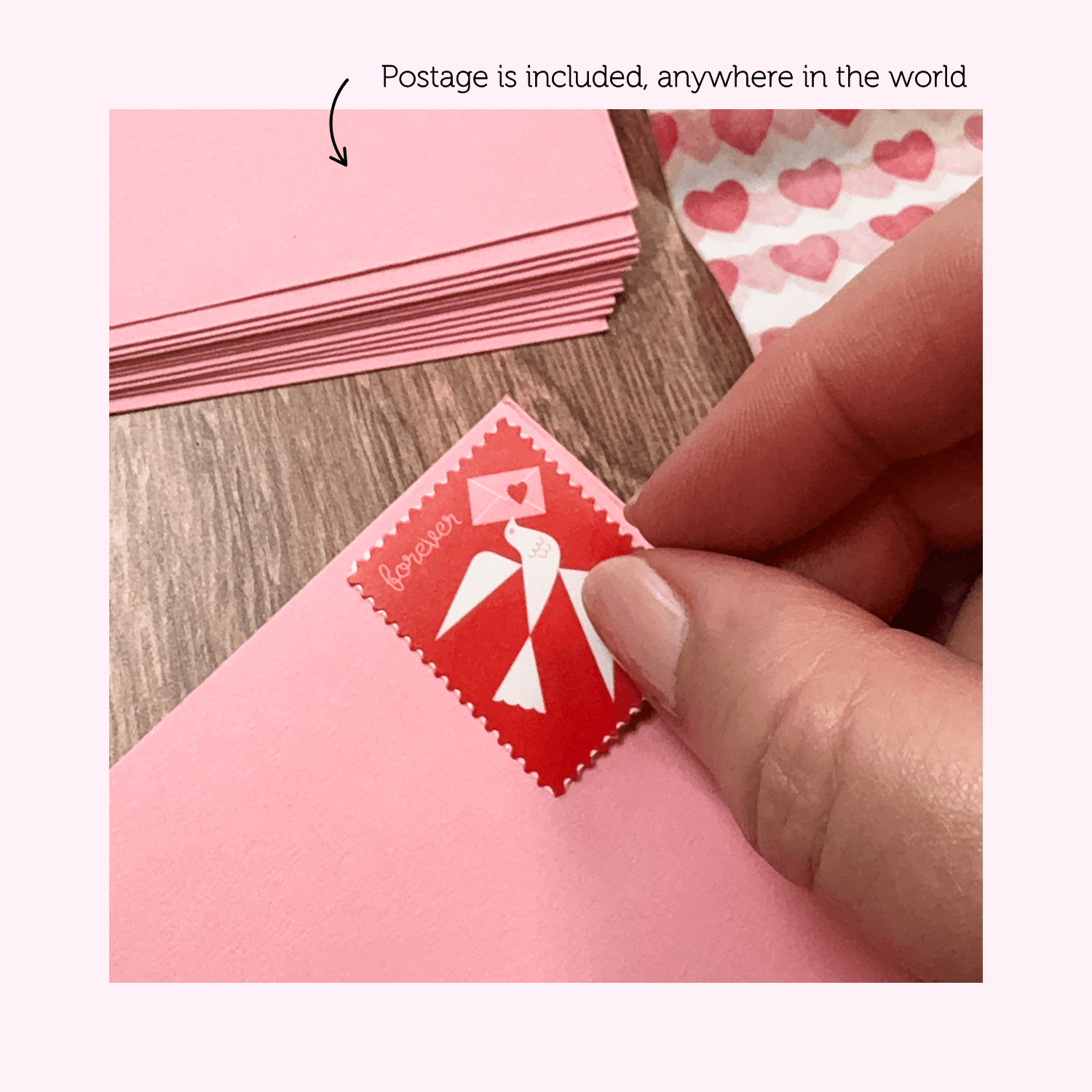 Showing envelope and stamp for Hoppy Mail Art Print Club by BrownPaperBunny