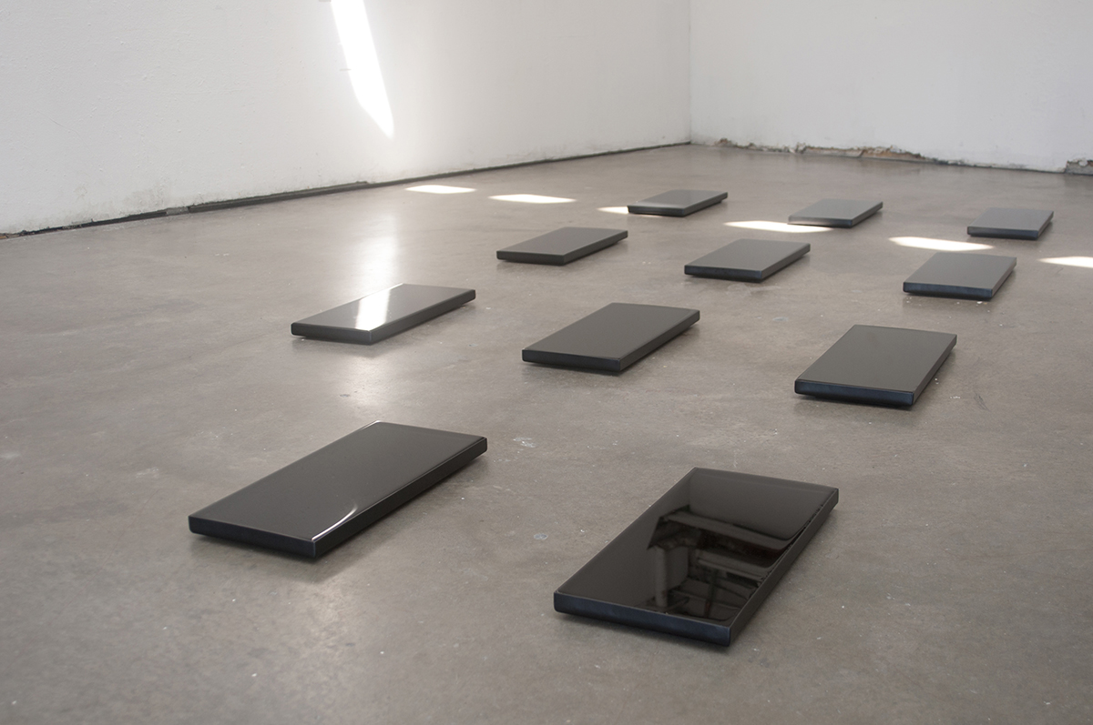 A Motley Emblem (part of the installation Insomnia, An Original System of Numbering ) Steel, water, sunlight, 2017
