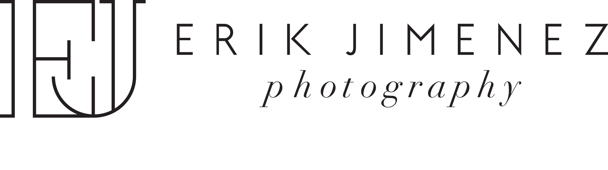Logo of Erik Jiménez Photography with stylized initials 'E' and 'J' on the left and the text 'ERIKJIMENEZ photography' on the right.