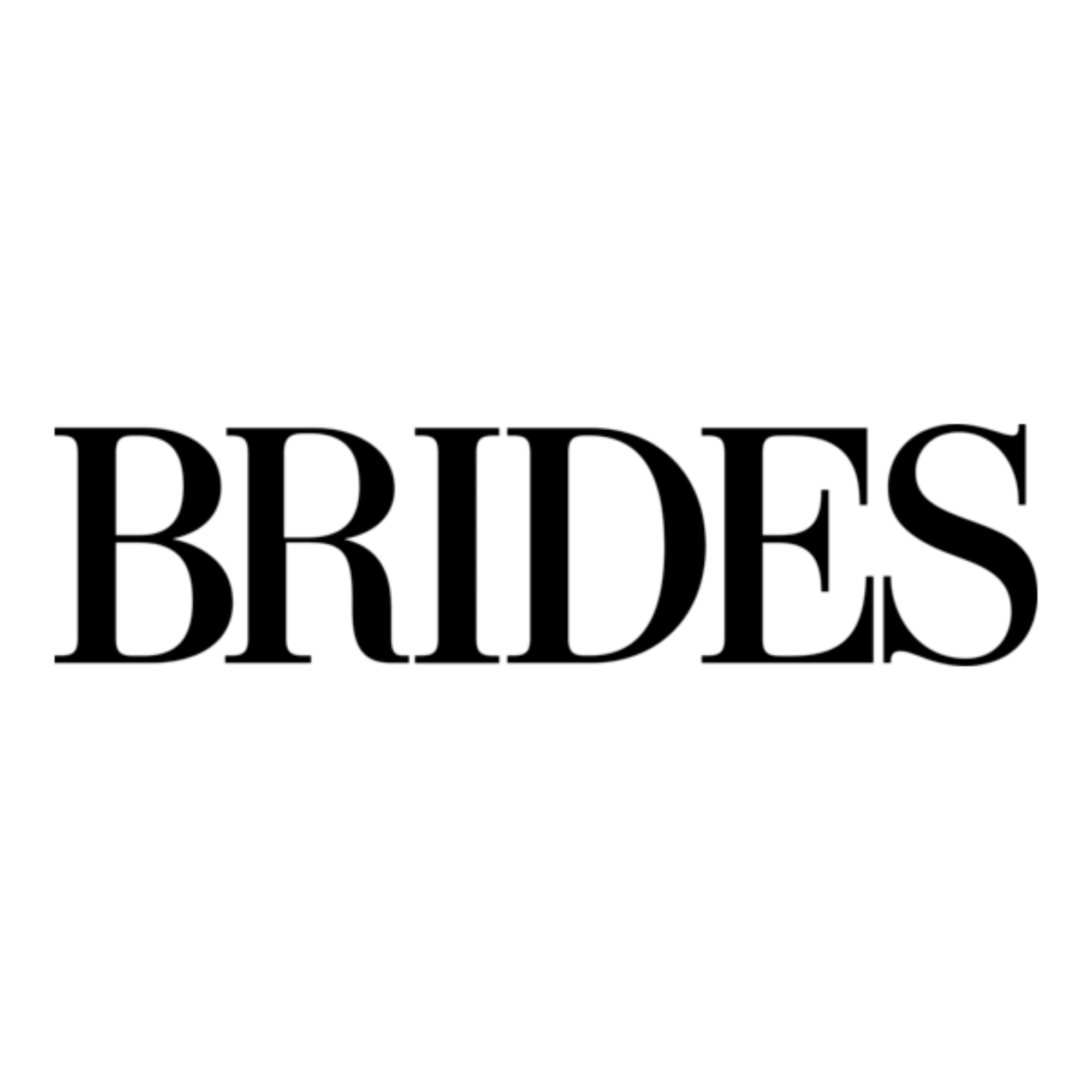 Black text on a white background spelling 'BRIDES' in large, bold letters.