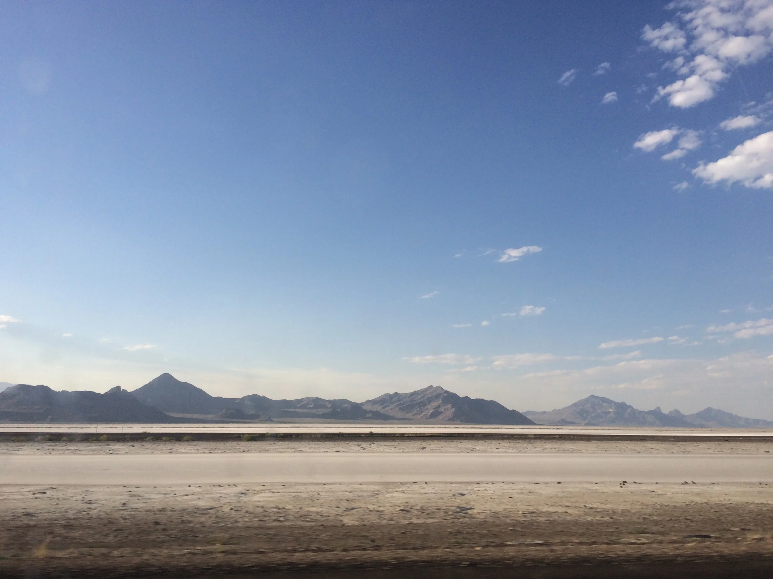 Driving across the Bonneville Salt Flats