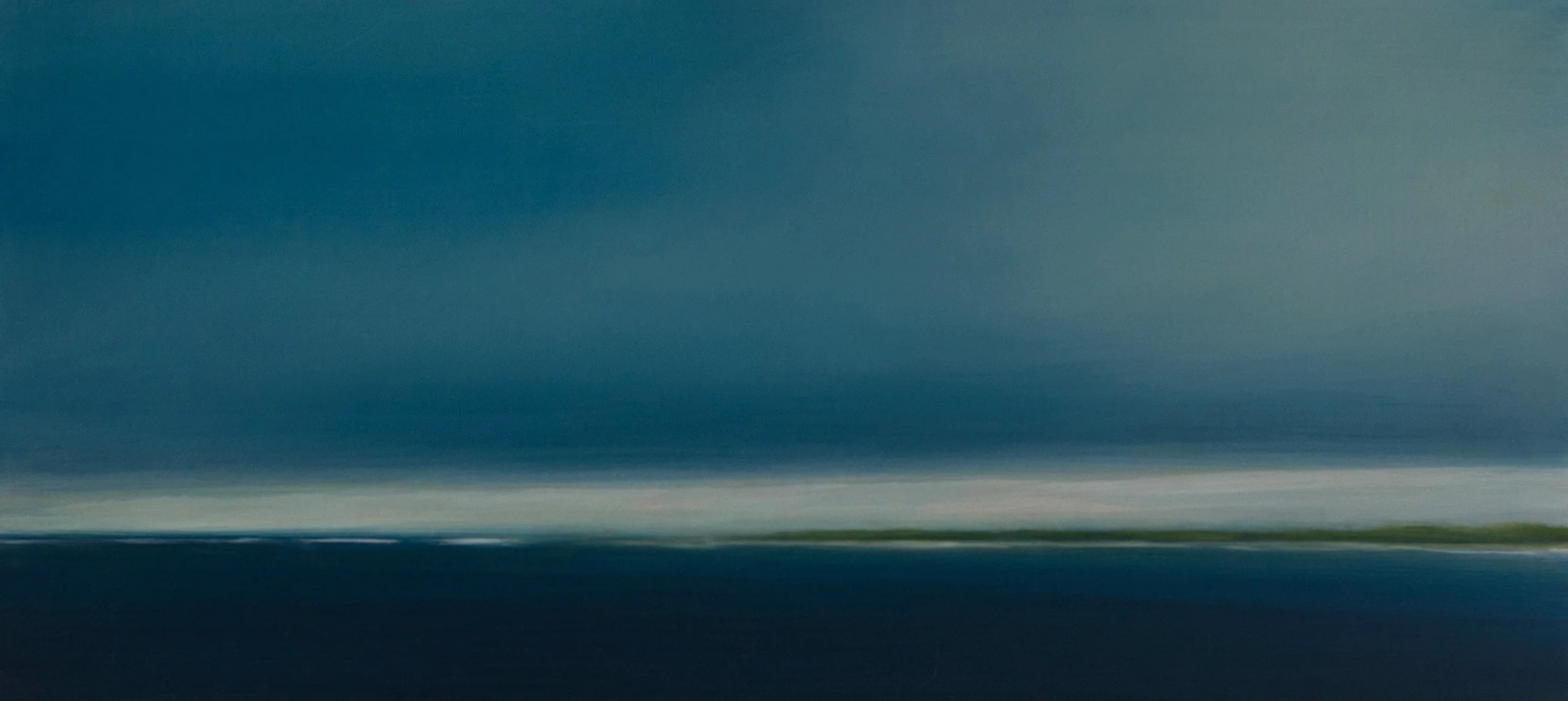 THE FAR SHORE OF MORNING 10" x 22" oil on birch Lora Schlesinger Gallery sold