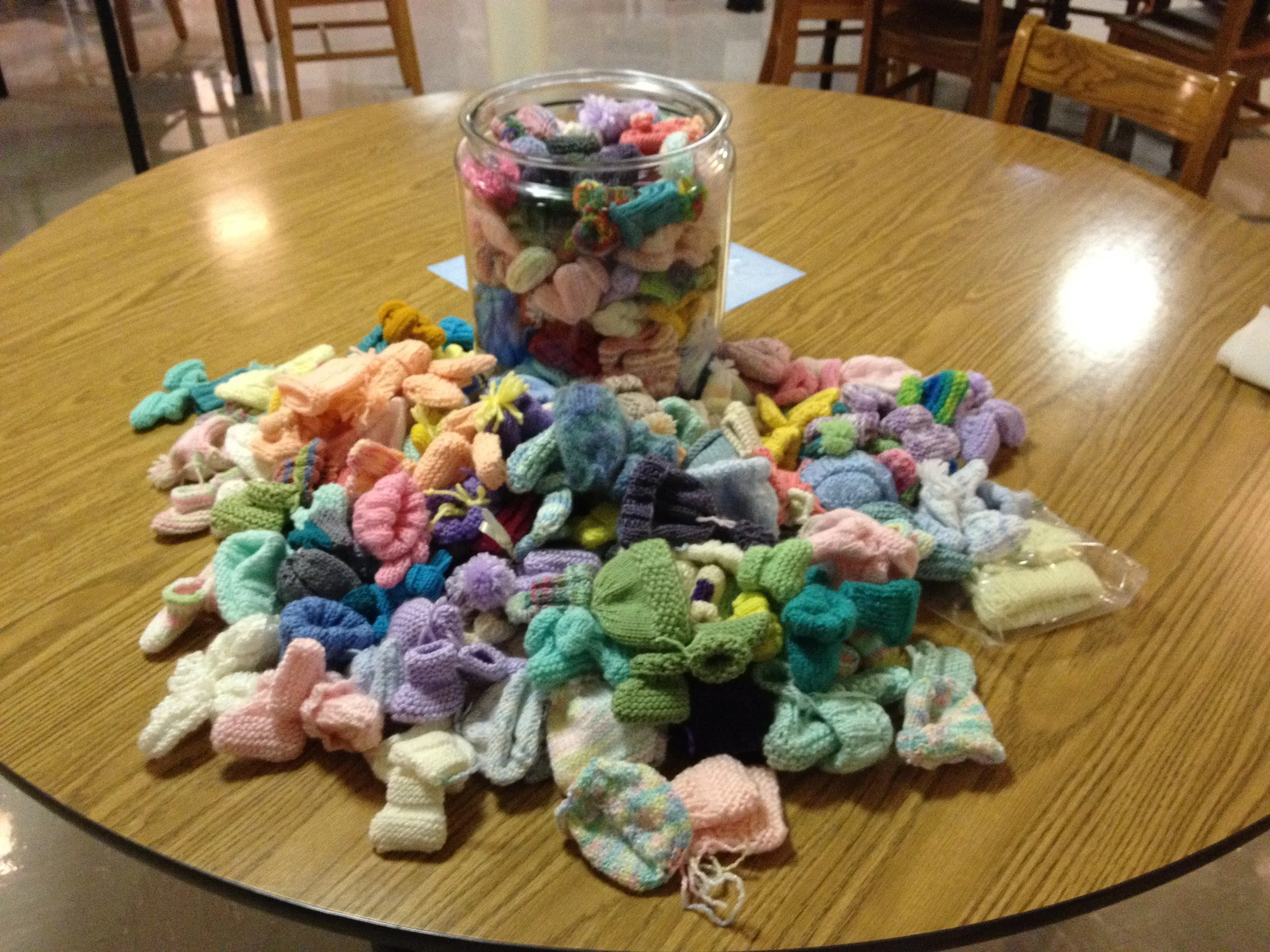 The Micro-Preemie hat & bootie sets donated to Deaconess Hospital.