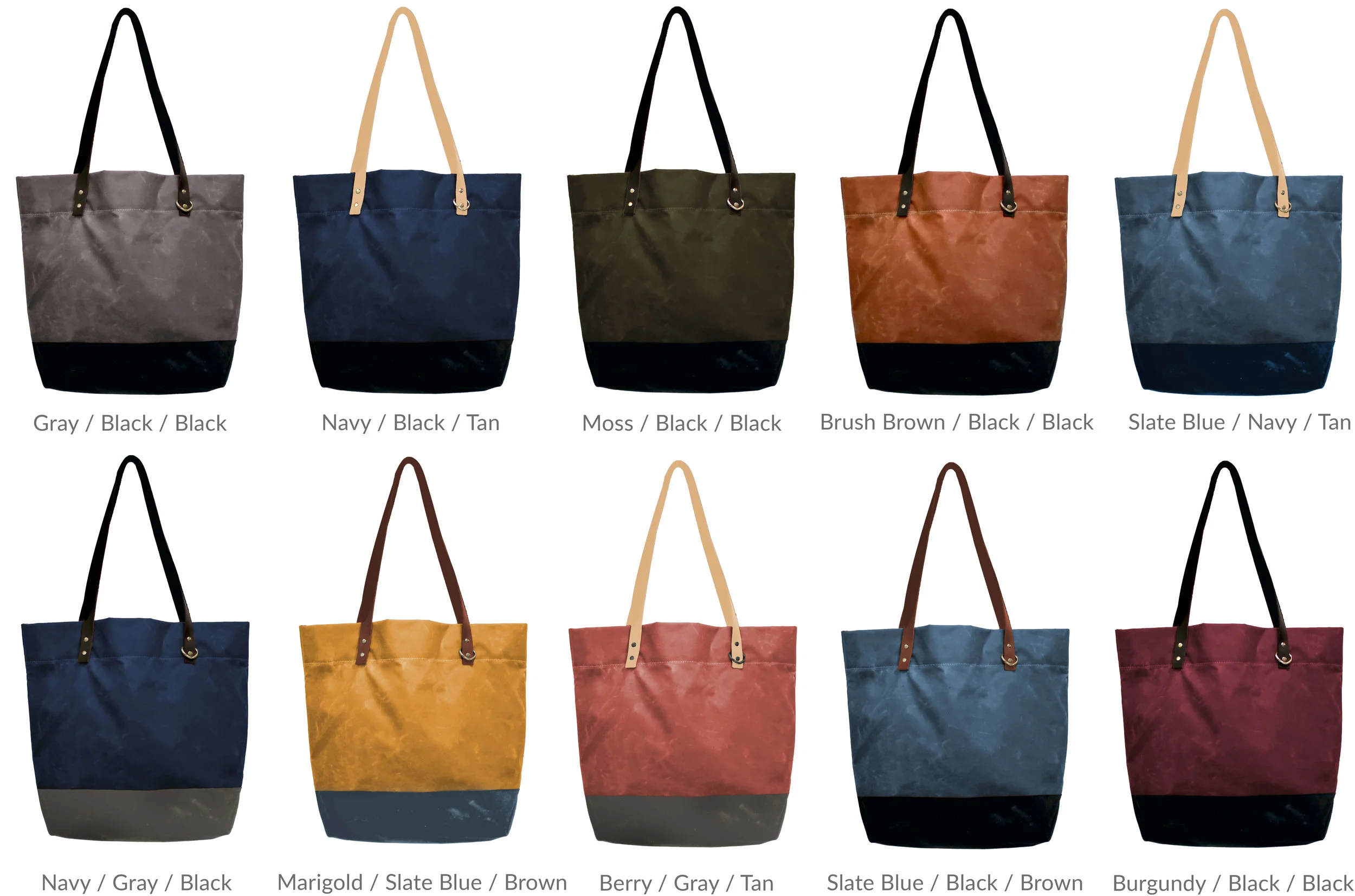 Portsmith Tote Waxed Canvas & Leather Suggested Color Combinations
