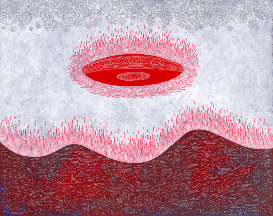 Global Warming | 16” x 20” | Acrylic and Ink on Wood Panel | May 2012