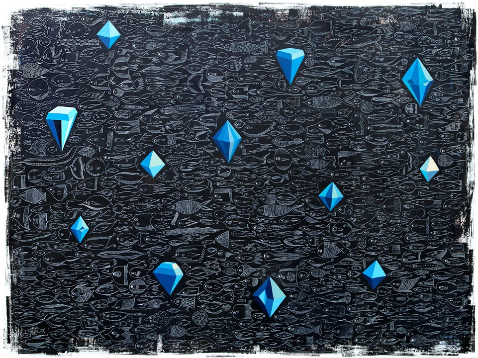 Float | 30” x 40” | Acrylic and Ink on Canvas | July 2011