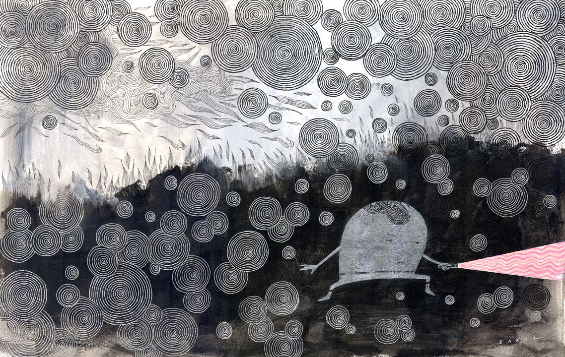 The Search | 17” x 11” | Acrylic, Ink and Metallic Paint on Crescent Illustration Board | May 2012