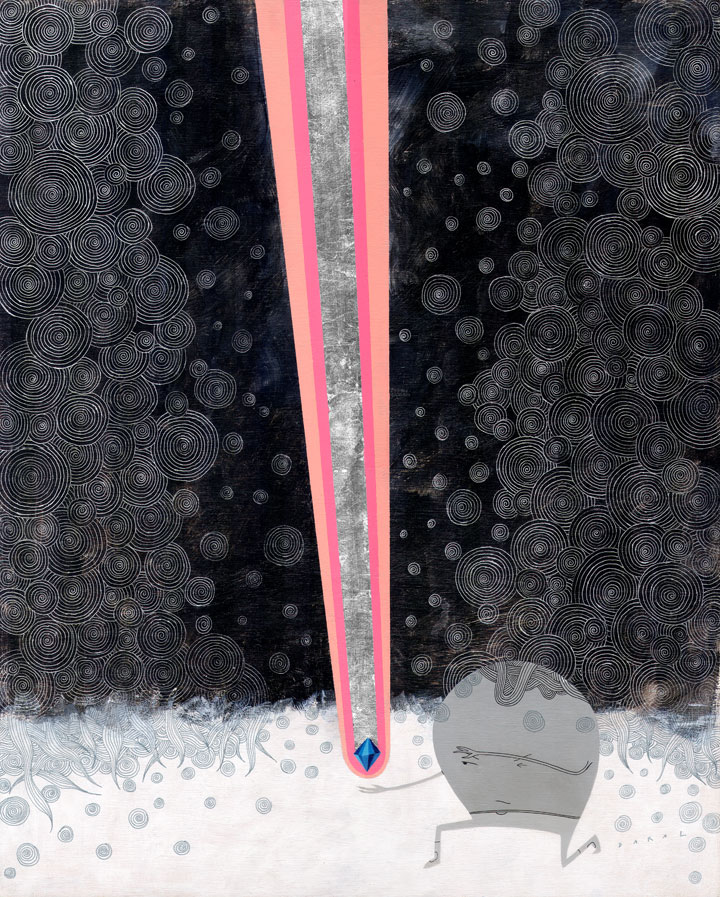 CO2 | 16” x 20” | Acrylic, Ink and Silver Leaf on Wood Panel | May 2012
