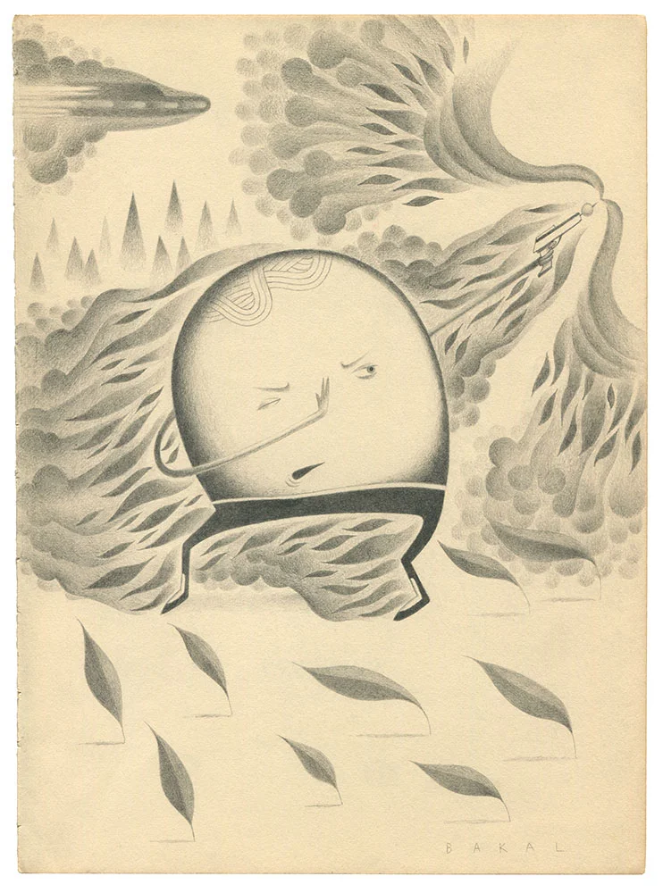 Dim Stars: Defense (Fire) | 8.5" x 11" | Graphite on Vintage Paper
