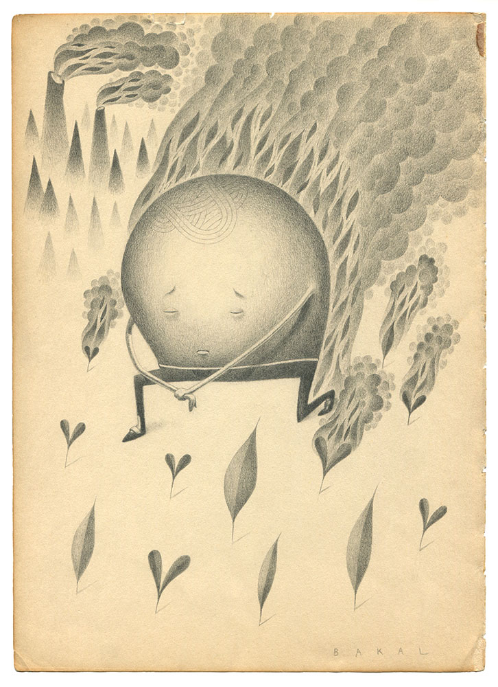Dim Stars: Solemn (Fire) | 8.5" x 11" | Graphite on Vintage Paper