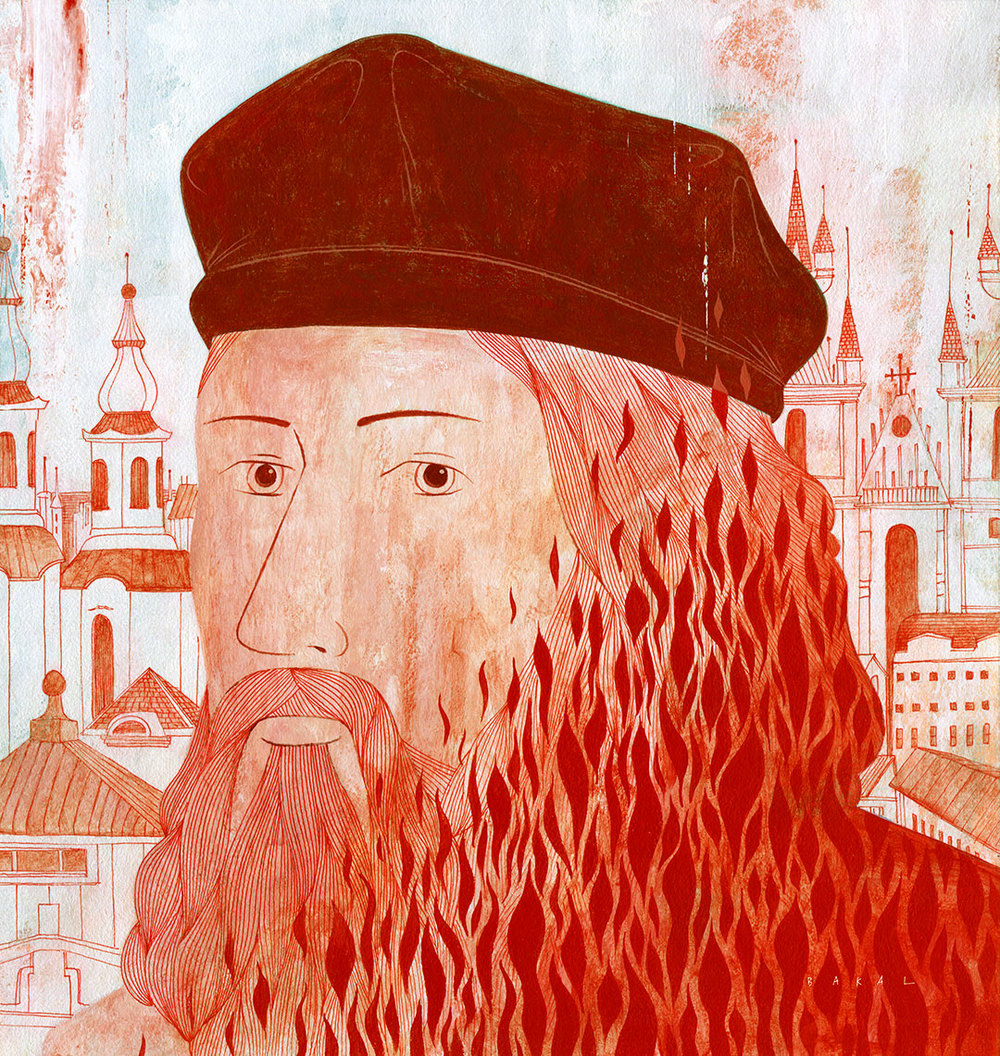 Portrait of Jan Hus for Liberty Magazine