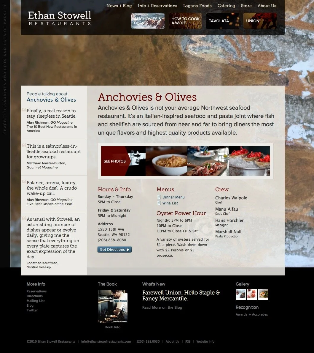 Original Ethan Stowell Restaurants website.