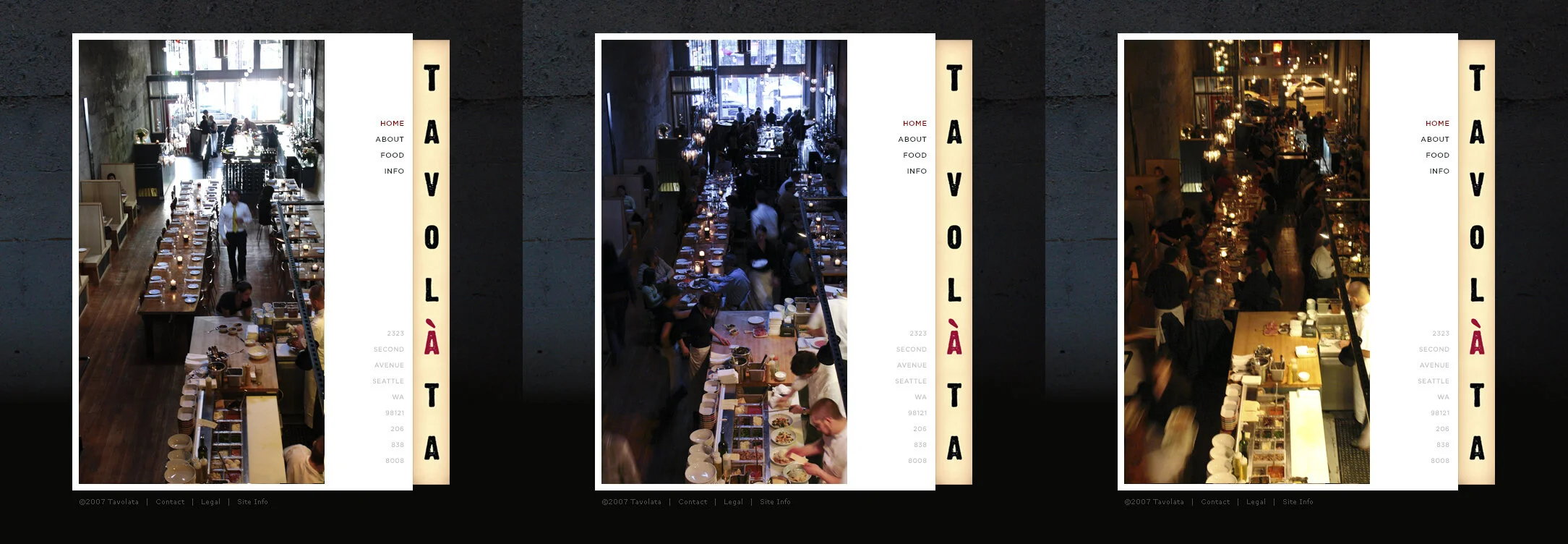 Tavolàta website that showed the dinner shift over the course of a single evening.