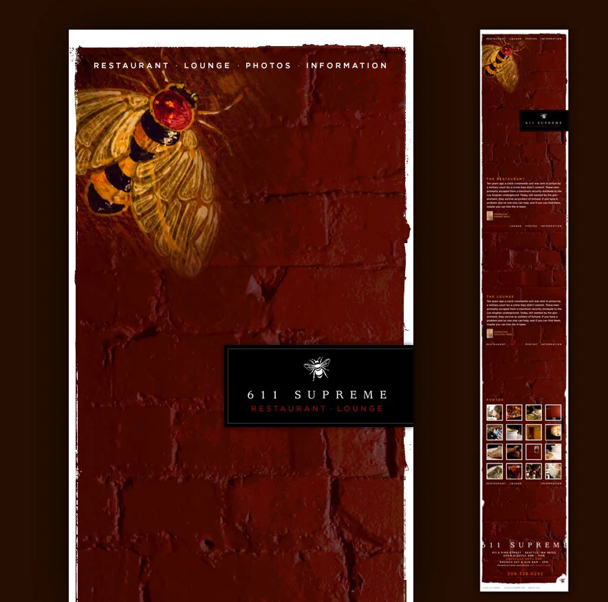 A single page long scroll website for 611 Supreme (one of the best bars of all time).