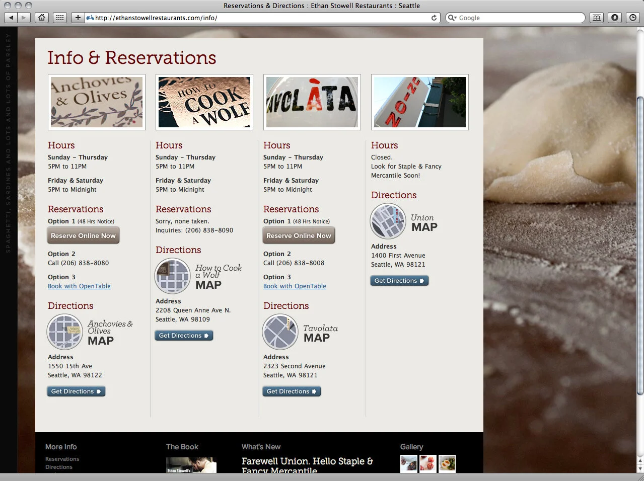 Original Ethan Stowell Restaurants website.