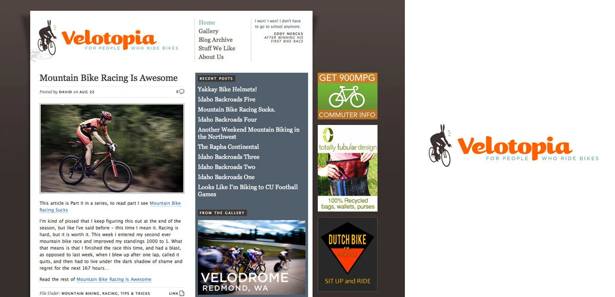 My second forray into publishing! The Velotopia website and logo.