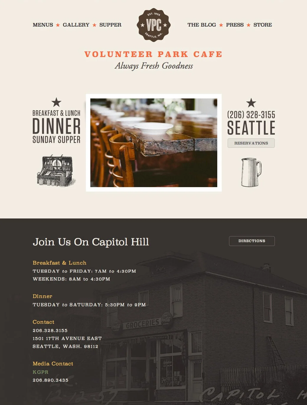 Volunteer Park Café Website