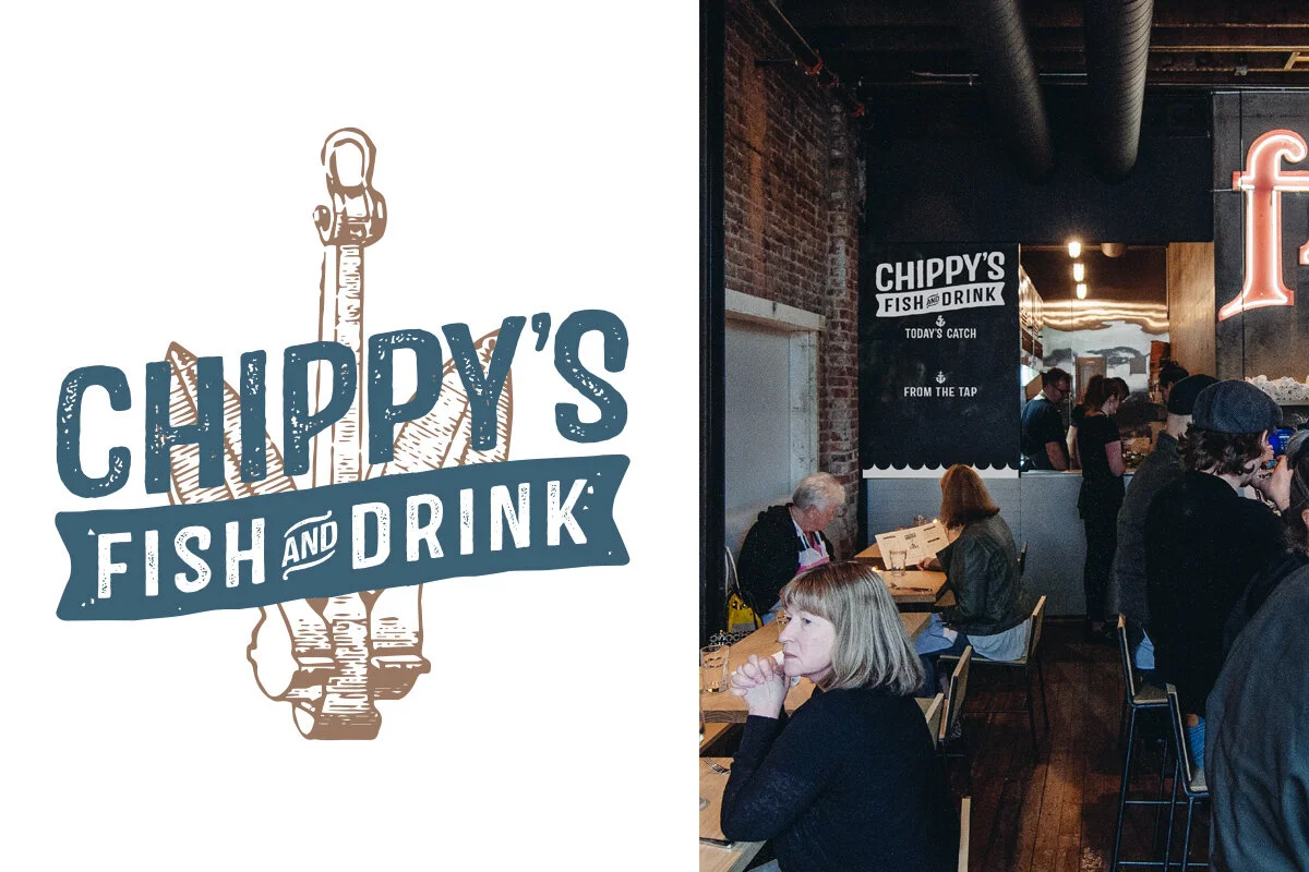 Chippy’s Fish &amp; Drink Logo and Chalkboard