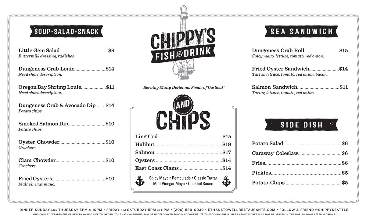 Chippy’s Menu