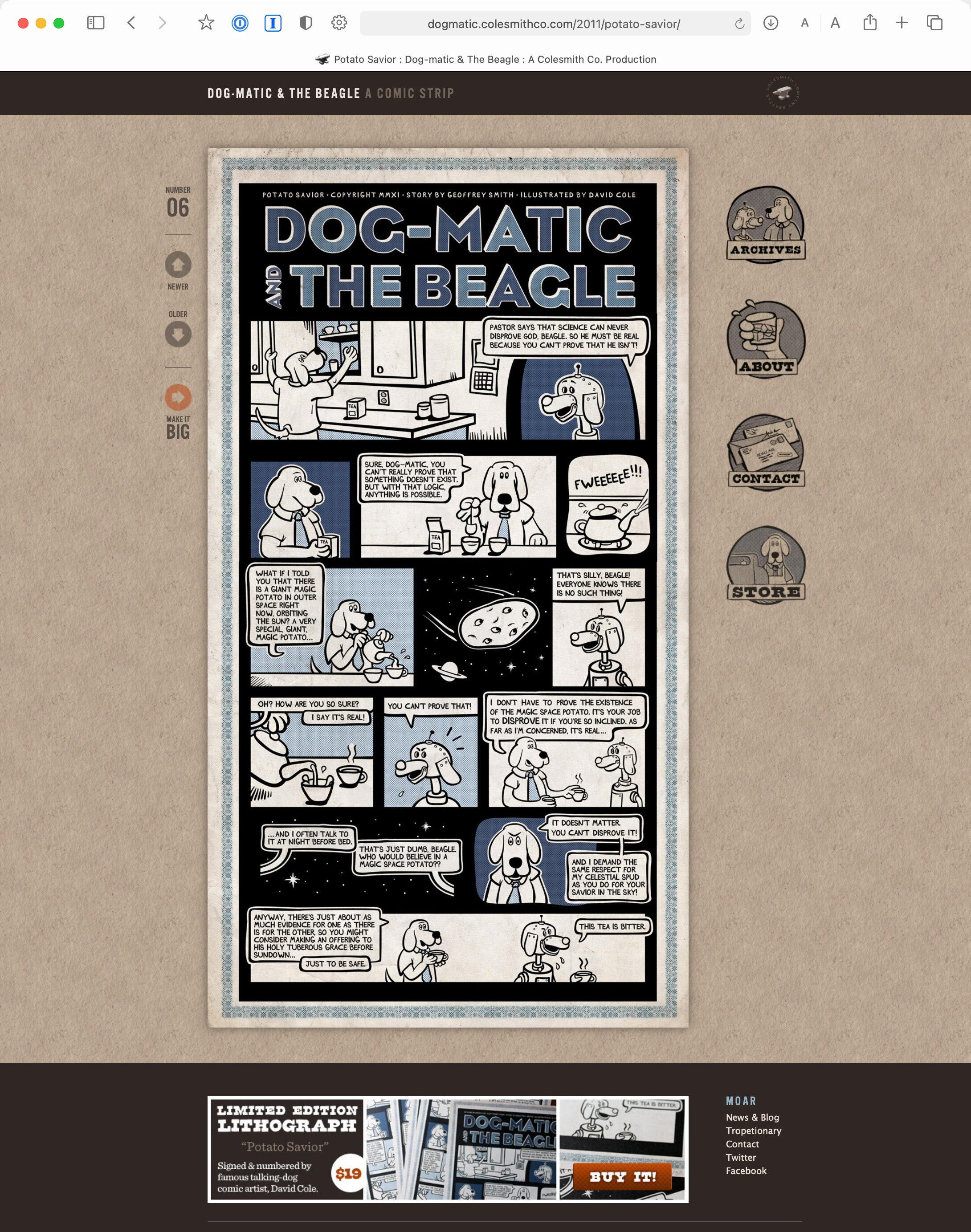 Dogmatic Website &amp; Comic Strip (Collaboration with David Cole). Illustrations by David Cole.
