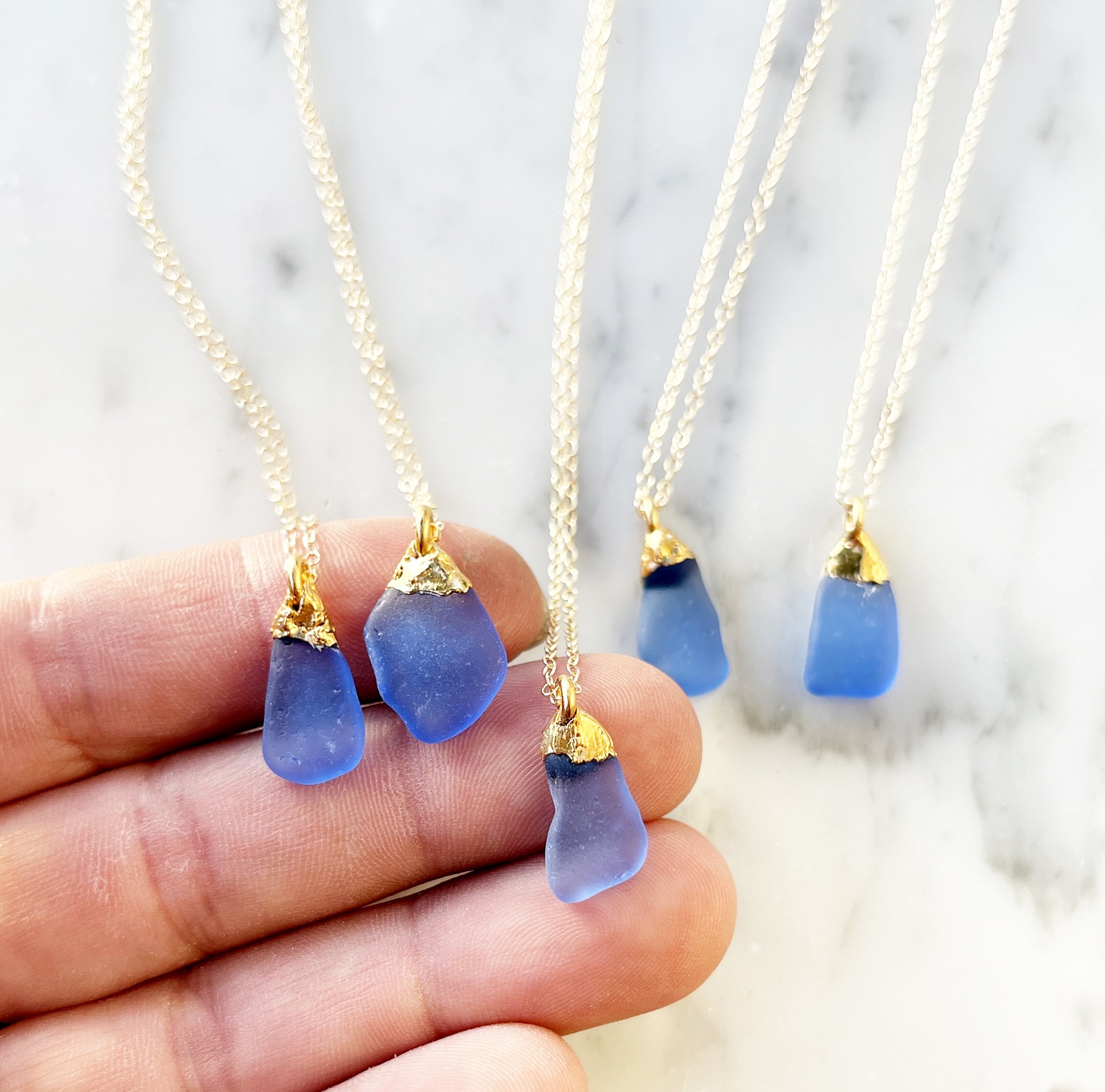 24kt Gold Dipped Cobalt Hawaii Seaglass