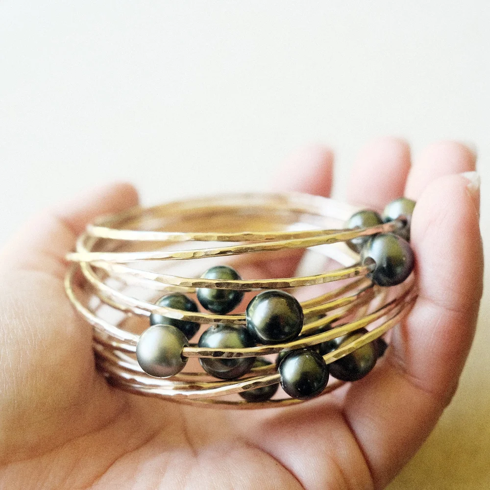 Tahitian Pearl Bangle in 14k Gold fill — Flotsam