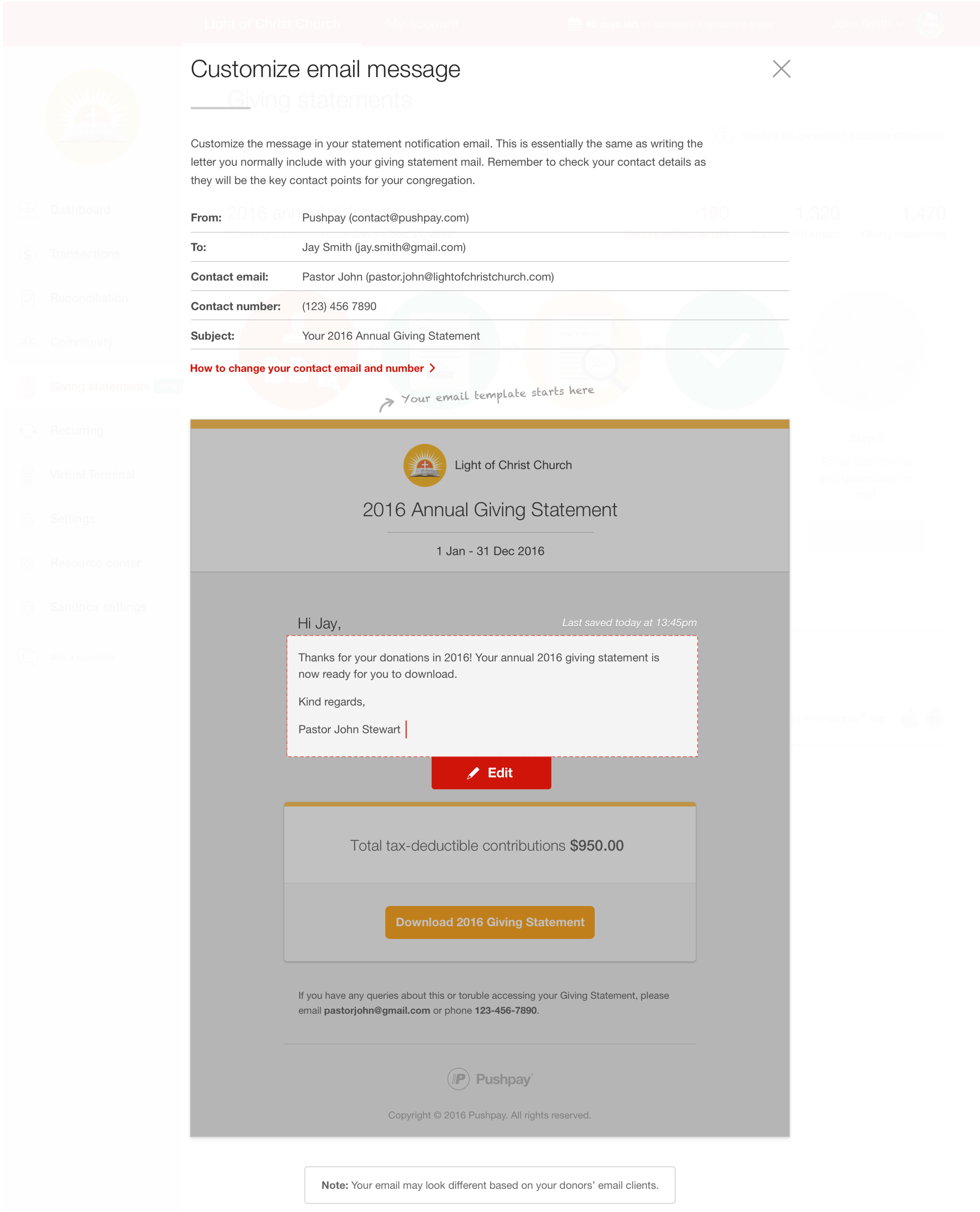 Annual Giving Statements Ronald T Raharjo