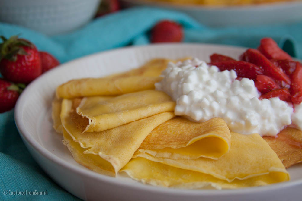 A Crepe Recipe With Fresh Strawberry Topping Cottage Cheese