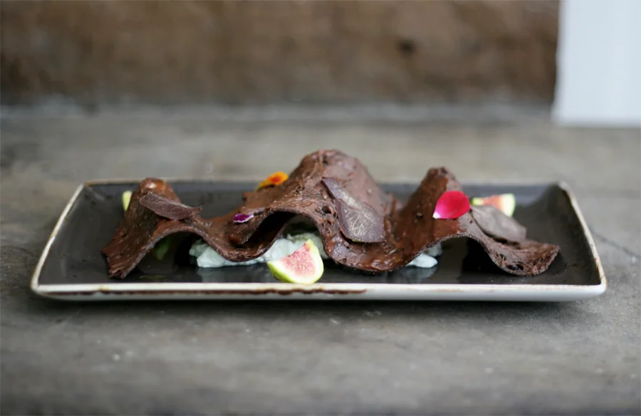  chocolat espresso crostini, with gianduja spread, house ricotta citrus, fig, local honey, made for Cafe Juanita, Kirkland, WA 