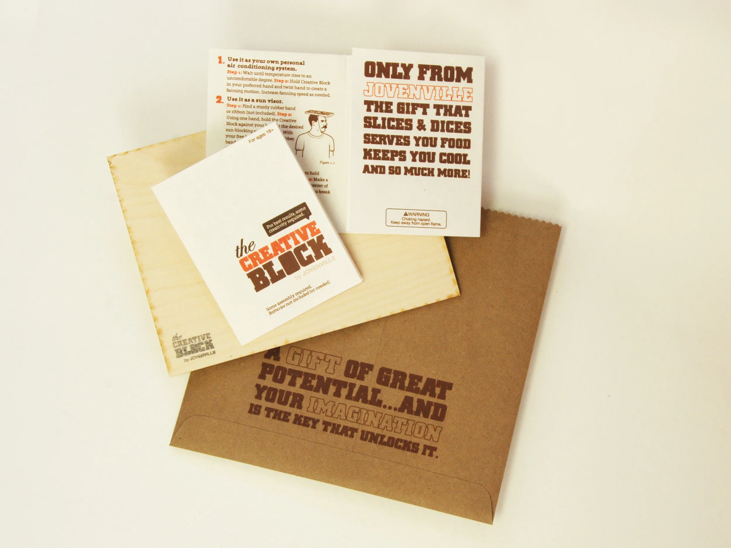 The Creative Block Self promo mailer for creative agency Jovenville.