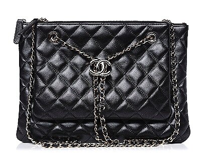 Chanel Lambskin Quilted Clutch with Chain 