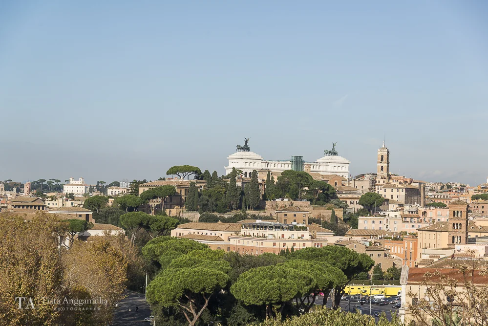 A view of Rome from the orange tree garden.