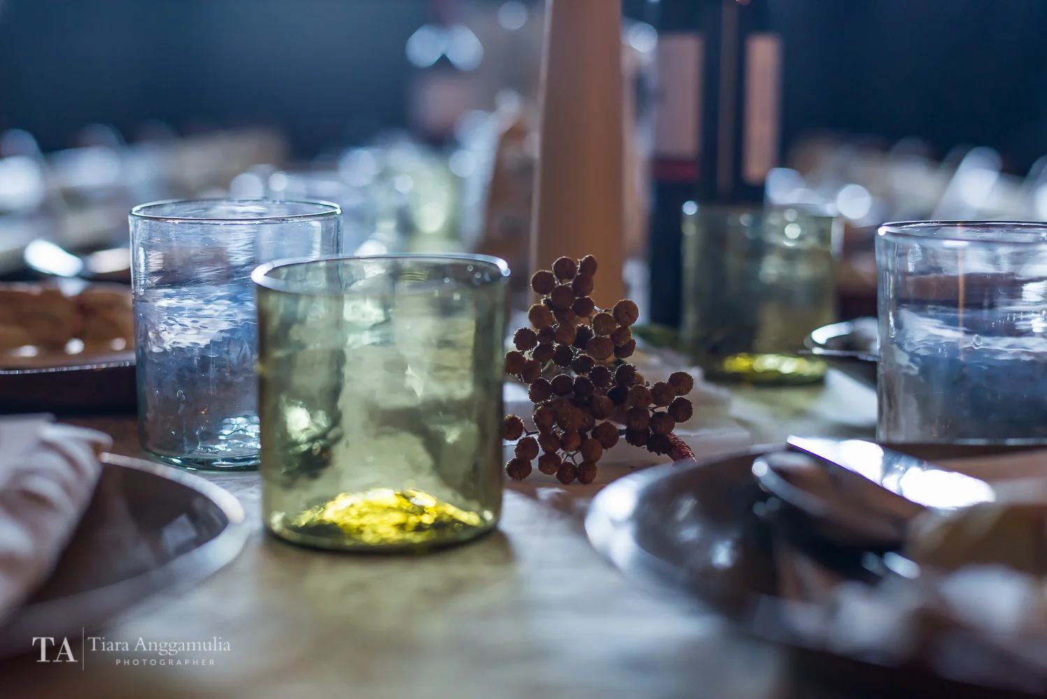 Details of dinner table at Kinfolk gathering.