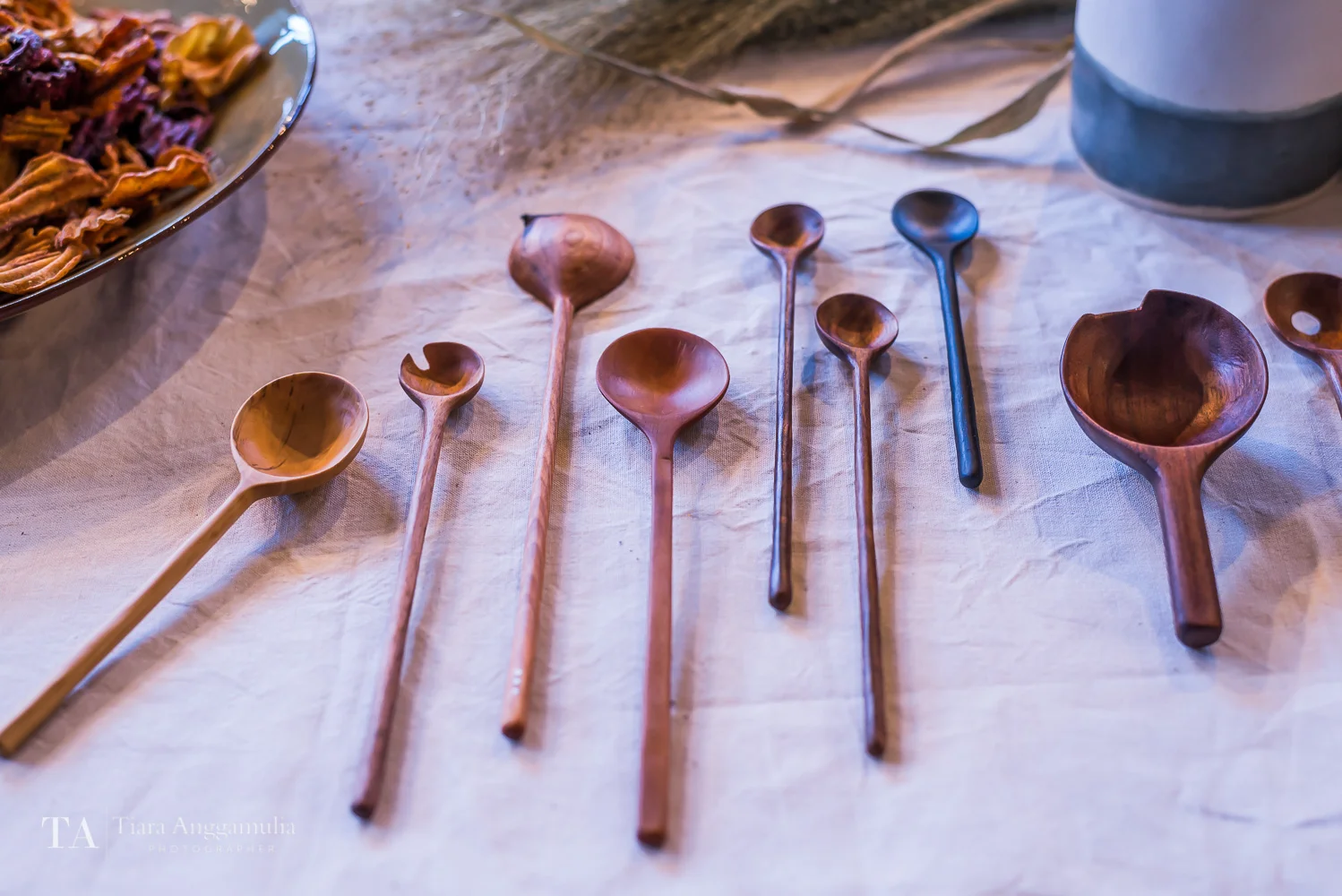 Handmade spoons on display at Kinfolk dinner.