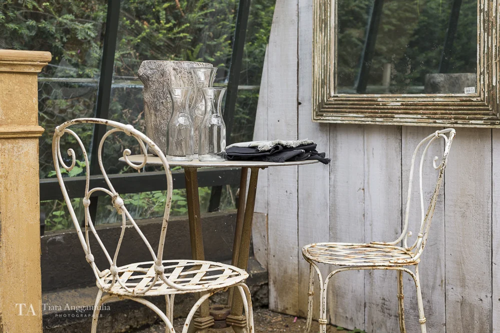 Vintage furniture at Petersham Nurseries.