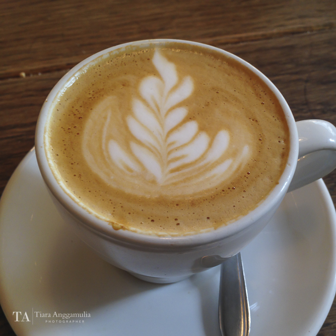  A cup of flat white at TAP Coffee. 