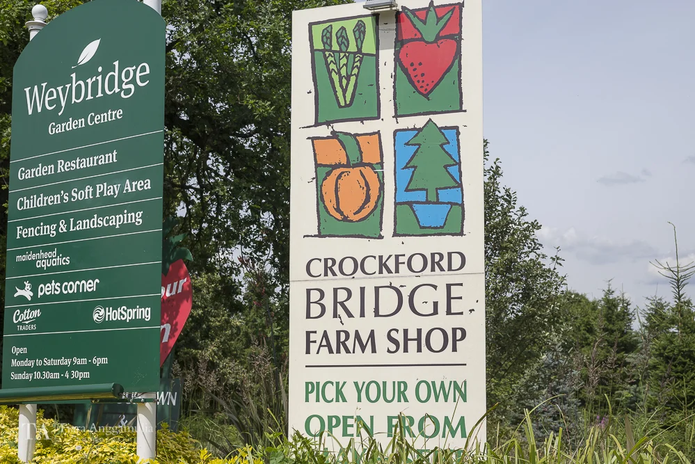 Signage of Crockford Bridge Farm Shop.