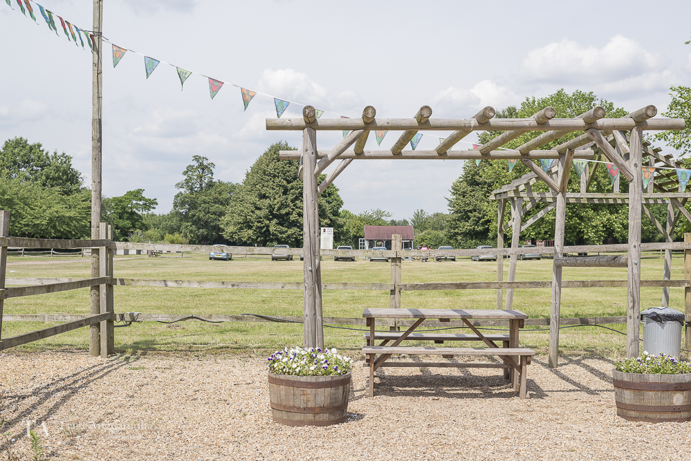 Ice cream parlour outdoor seating area.