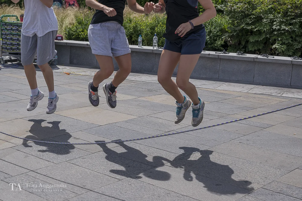 Through & Out perfoming rope-skipping at Greenwich + Docklands International Festival