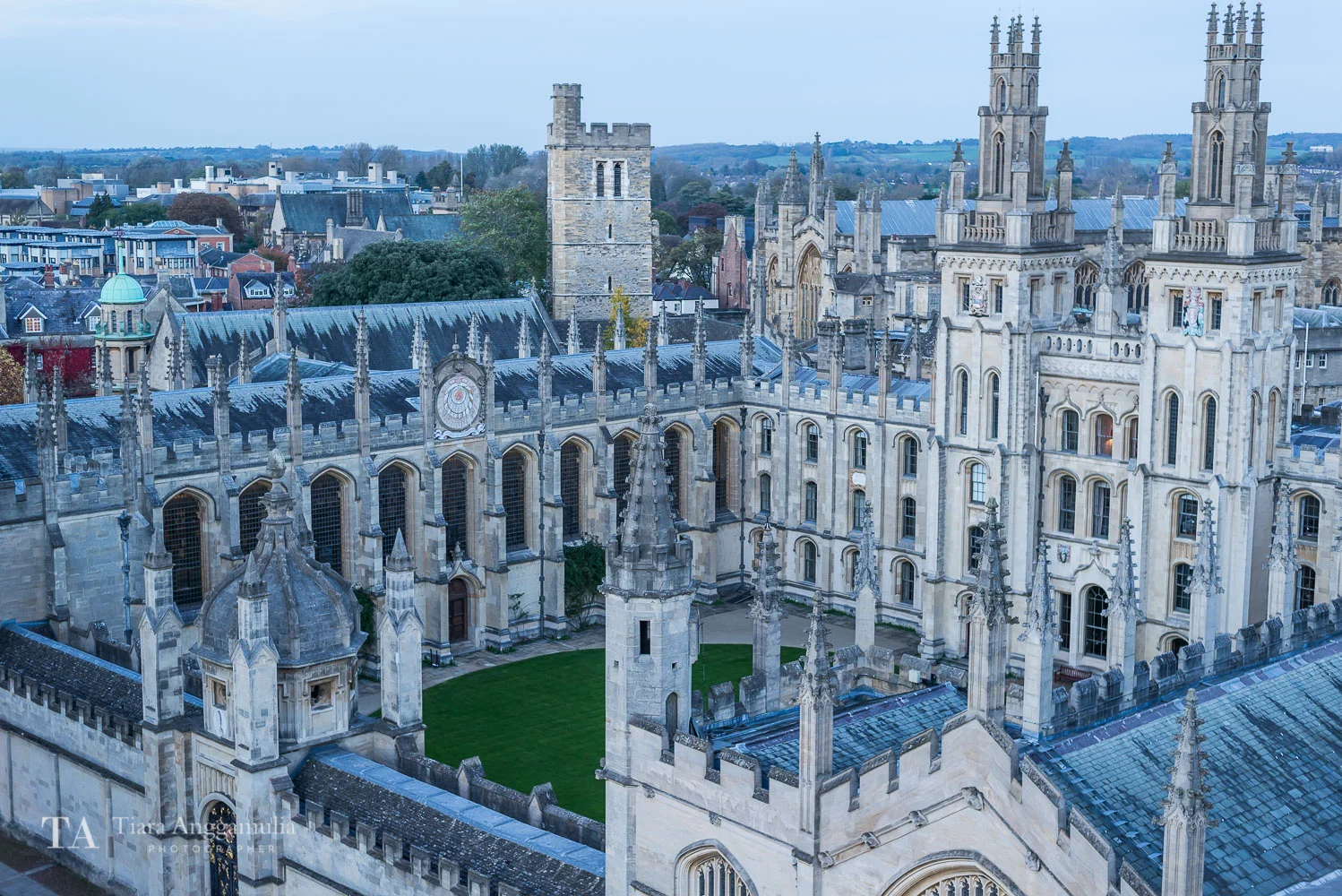 Beautiful Oxford taken from the top of University Church of St Mary the Virgin.