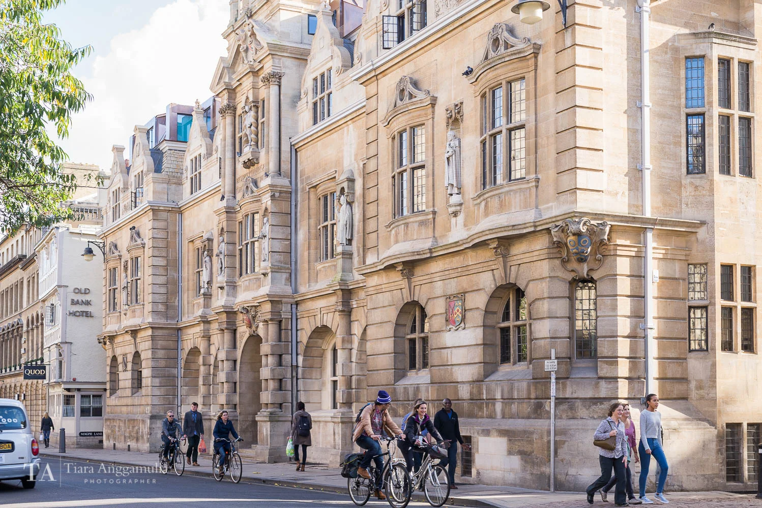 Cycling in central Oxford.