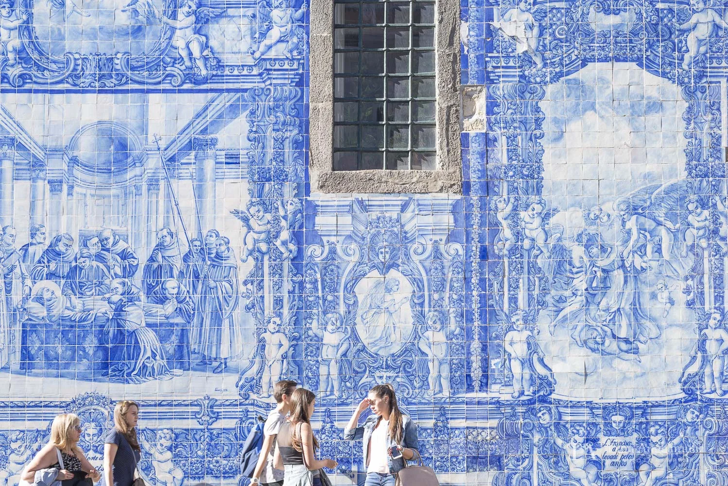Blue tiles outside a Church in Porto.